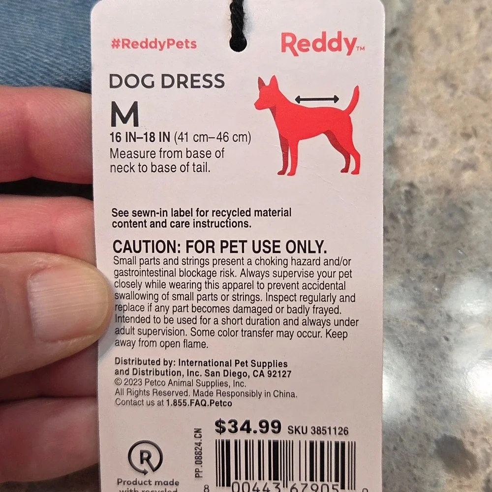 Reddy Dog Dress Medium Blue Denim Jean Jacket Style Snap Button Pet Apparel NEW‎
